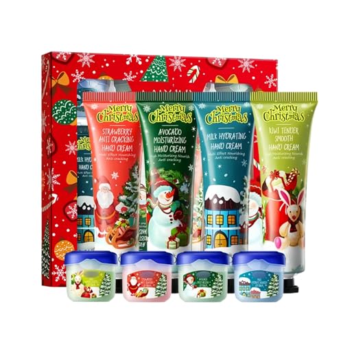 Image of 8-Piece Hand & Lip Care Gift Set with Collagen Hand Cream & Overnight Lip Mask, Nourishing Repair for Soft Hands and Dry Lips, Ideal Christmas Birthday Gift for Women,Festive Gift
