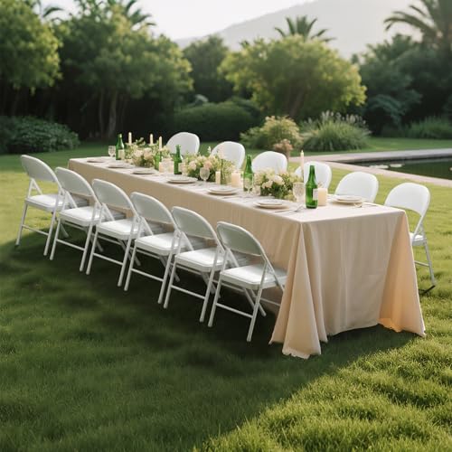 Image of 24 Pack White Folding Chairs with Padded Cushion and Metal Frame
