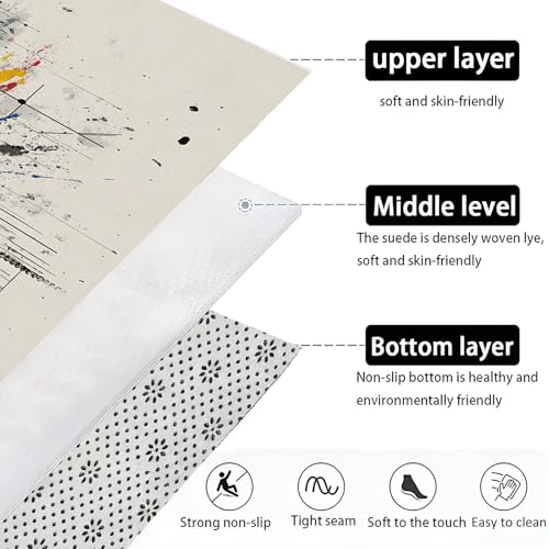 Tapis lavable en machine antidérapant design lignes de silhouette noir et blanc