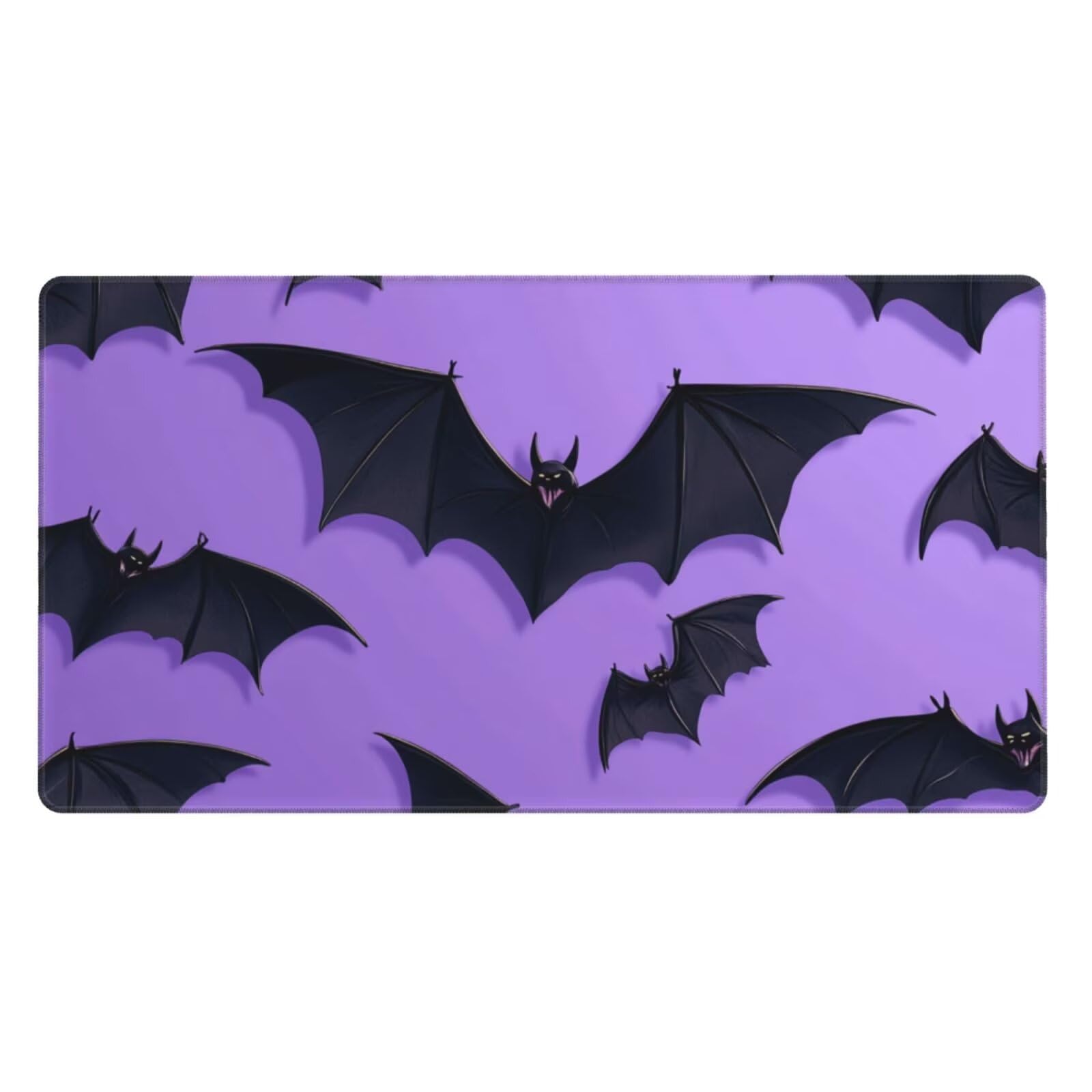 Gaming Mauspad XXL 900x600x3mm Mousepad Verlängertes Groß Mauspad Schreibtischauflage,Genähte Kanten rutschfeste Gummibasis,Verbessert Präzision Geschwindigkeit Office Lila Schwarze Fledermaus L-5158