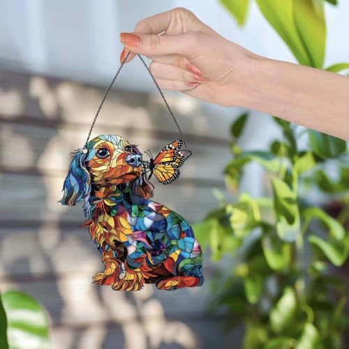 Image of Dachshund Acrylic Ornament Gift for Dog Lovers Christmas Window Decor
