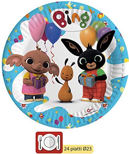 Ciao- PartyY5017 Tafelset Bing 24 personen (112 stuks: 24 papieren borden Ø23cm, 24 papieren borden Ø20cm, 24 plastic… - Image 4