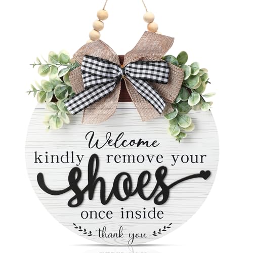 3D Welcome Sign for Front Door- Farmhouse Welcome Door Sign for Front Porch DecorWooden Door Decorations outdoor Hanging Home SignsNo Shoes Sign for HousePlease Remove Your Shoes Sign