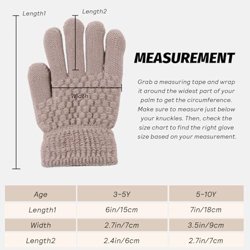 Image of JANGANNSA Cold Weather Kids Gloves Warm Knitted Children Magic Glove With Fleece Lining Winter Gloves For Boys Girls