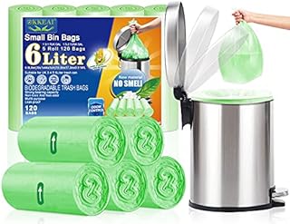 6L Bin Bags Small Bin Liners for Bathroom 120 Counts Waste Paper Bin Liners Mini Trash Bags Green Garbage Bags Toilet Rubbish Bags