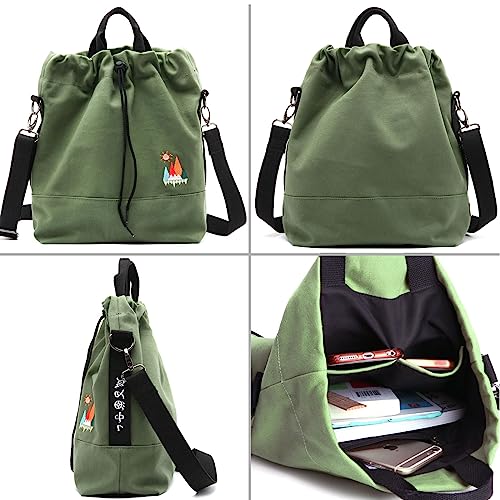 Women Canvas Tote Handbags Casual Shoulder Work Bag Crossbody Bag with Sunshine Embroidery4