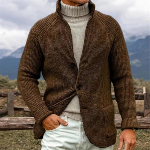 Men's Vintage Style Stand Collar Knitted Cardigan Sweater Buttoned Fall Winter Casual Outerwear4