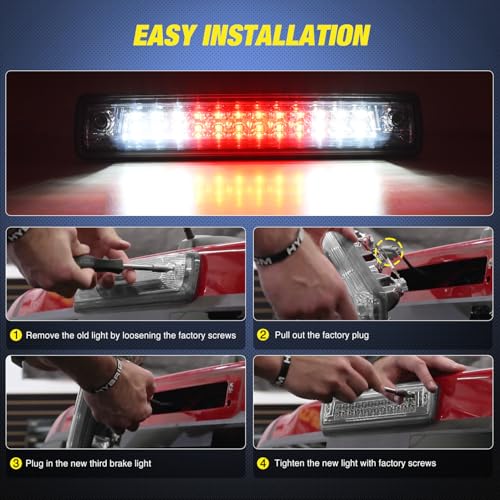 Image of Nilight Third Brake Light Tail High Mount 3rd Stop Lights Smoked Lens Compatible with Chevy Colorado and GMC Canyon 2015 2016 2017 2018 Van SUV Rear Center Cab Lamp