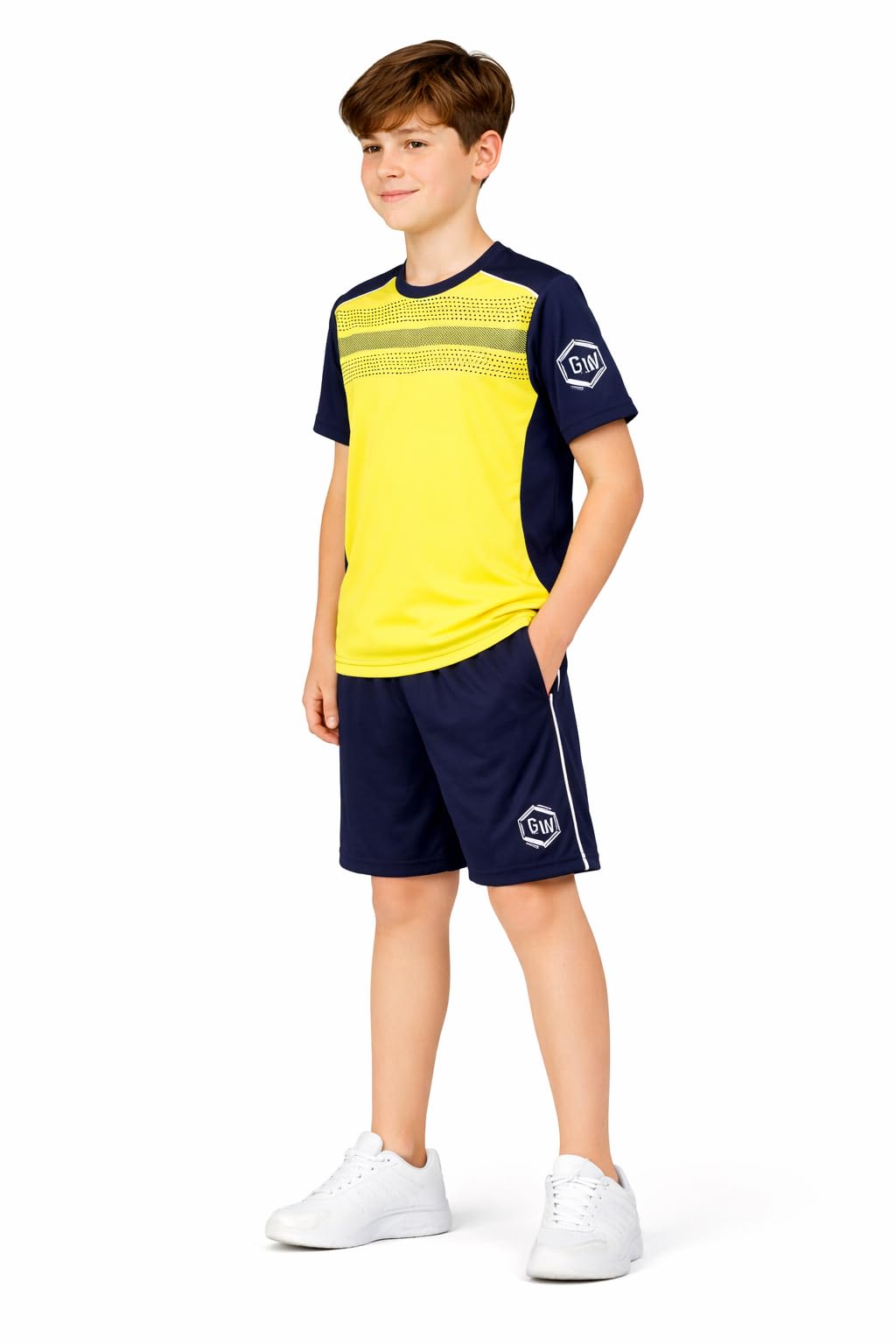 Ensemble Sportif Garçon, Survêtement de 2 Pièces, T-shirt Manche Courte et Short pour les Activités Sportives - Taille de 6 jusqu'à 14 ans