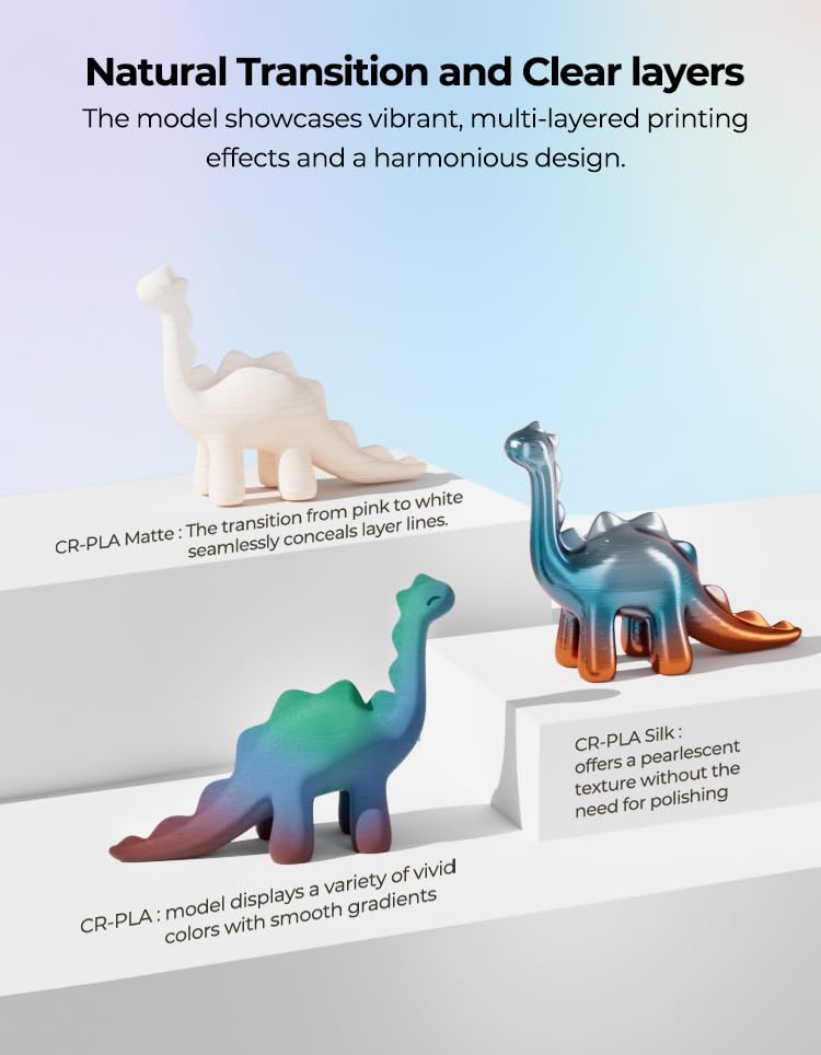 Image of Creality 3D Printer Filament, Rainbow PLA Filament 1.75mm, Enhanced Toughness, Dimensional Accuracy + /- 0.03mm, 1kg(2.2lbs), PLA Mattte Filament for Most 3D Printer
