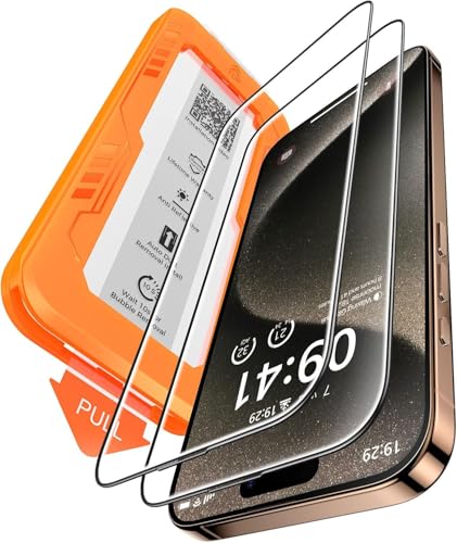 Image of Supershieldz 2-Pack Screen Protector Compatible for iPhone 15 Pro Max (6.7-Inch) Tempered Glass, Easy Installation Tool, 9H Hardness, HD Clear, Case Friendly, Full Coverage