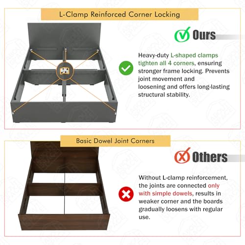 Image of ABOUT SPACE Bed - (80 x 62 inches) Queen Size Bed Without Storage | Engineered Wooden Bed Frame with Airflow &MDF Support Board for Mattress | 1-Year Warranty Cot for Bedroom - Brila Weave(Linen Grey)