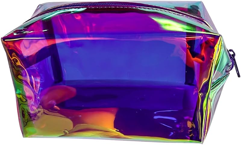 Necessaire TotePrint de PVC holográfico roxo com zíper, 17,78 cm x 10,92 cm x 9,91 cm, 1 unidade