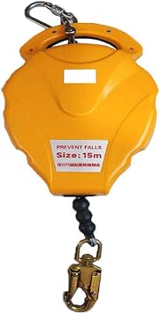 Self Retracting Lifeline, Guardian Fall Protection Steel Cable Lanyard, Tool Lanyard with Rebar hook for Working at Heights, Personal Protective Equipment, Length 15m