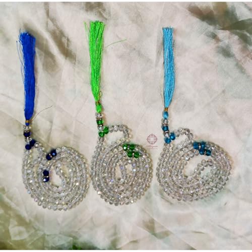 Image of Islamic Prayer Crystal Beads Tasbeeh with Silk Tassel, Skyblue Green Nevy Blue Color For Dhikar Best Gift of Hajj Umrah, Ramadan as Sadqa-e-Jariya Set of 3