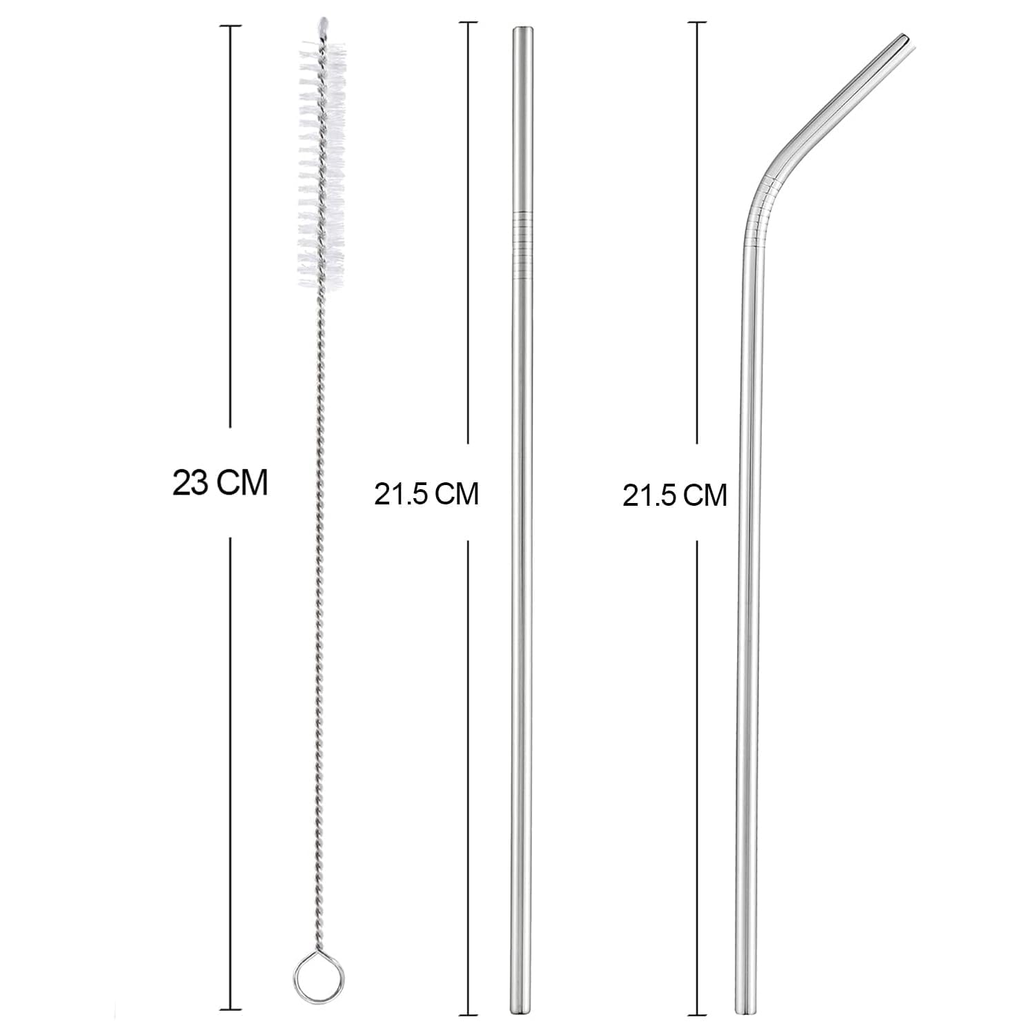 ATRMITRA Drinking Straws with Cleaning Brushes - Food-Grade Metal Straws for Tumblers, Smoothies, Juices & Cold Beverages - Dishwasher Safe (3 Straight + 3 Bent Straight + 2 Straw Brush) 2