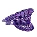 VIESSLG Punk Rivet Sequin Captain Hat Great for Hen Do, Stag Do, Music Festival, Mardi Gras and Themed Party(Purple)