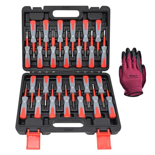 Yuesstloo Universal Terminal Removal Tool Kit, 26 PCS Terminal Removal Tool for Replaces Universal Vehicle Wire Harness Pin Connector Release, Connector Pin Removal Tool