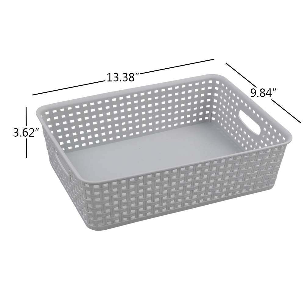 Dehouse 4-Pack Plastic A4 Paper Storage Basket, Storage Basket Trays, Gray