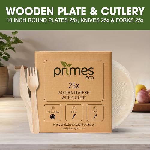 Platos desechables de hoja de palma biodegradables y juego de cubiertos de madera ecológicos 3