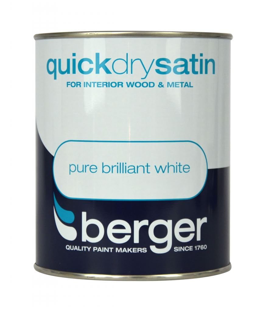 Berger JNS_433443 Quick Dry Satin 750ml Brilliant White, Plastic