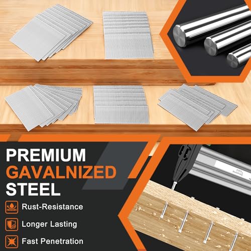 Image of PINOZE 16 Gauge Finish Nails, 2000-Count (2-1 /2 inch, 2 inch, 1-3 /4 inch, 1-1 /2 inch, 1-1 /4 inch) 16GA Galvanized Straight Finishing Nails Assorted Size for Framing Nail Gun Pneumatic, Electric Finish Nailer