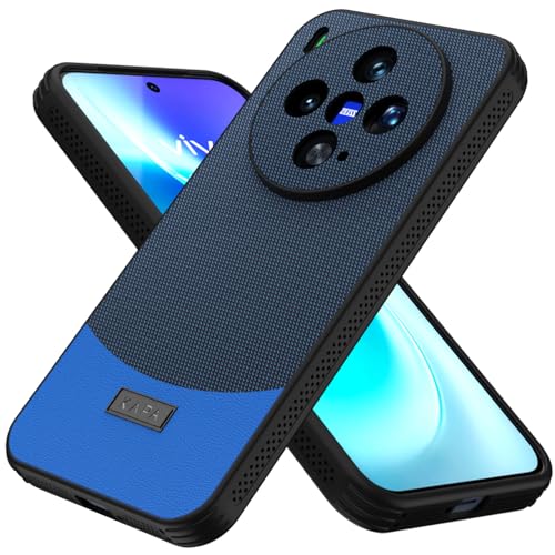 Image of KAPA MatrixWoven Grip Back Cover for Vivo X300 5G | Woven Fabric & Leather Hybrid Camera Protection, Shockproof Slim Bumper Case (Electric Blue)