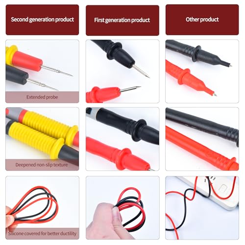Image of Test Leads 1000V 20A Ultra-Sharp Test Probe Lead for Multimeter Meter Test Lead, 45.28 inch Multimeter Test Leads for Electronic Clamp Tester