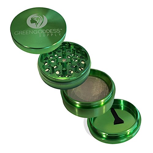 2.5" Inch 4-Part Aluminum Herb Grinder - Includes FREE Scraper (Green)