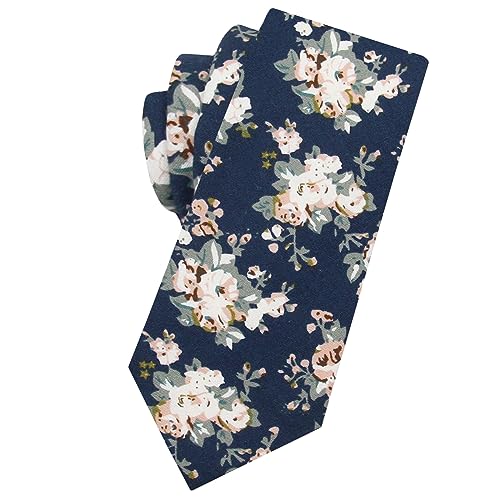 Image of Mantieqingway Floral Ties for Men Skinny Cotton Tie Flower Necktie