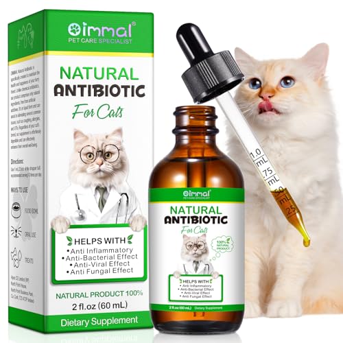 Natural Antibiotics for Cats, Cat Antibiotics for Infection, cat Antibiotic Supplement Supports Immune & Cat Allergy Itch Relief, Pet Multivitamin Drops with Chicken Flavor | 2 fl oz