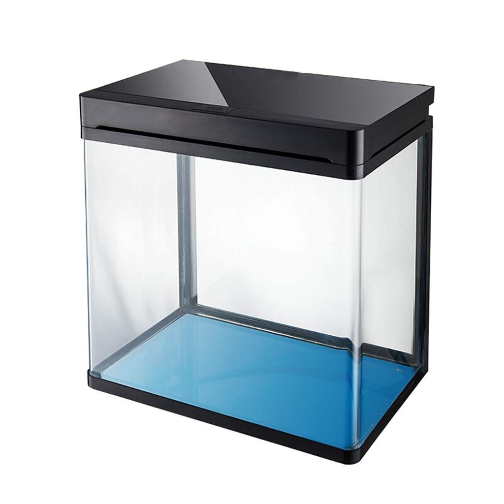 Acuario Cilindro de Cristal HD de Creative Small Desktop Tank HD con luz y Filtro de Acuario Pecera (Color : Negro)