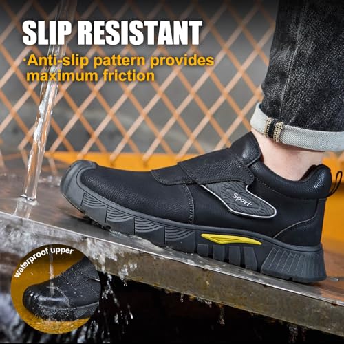 Image of Welding Work Boots for Men Women Slip on Steel Toe Safety Shoes Comfortable Indestructible Work Boots Puncture Proof Lightweight Breathable Construction Shoes