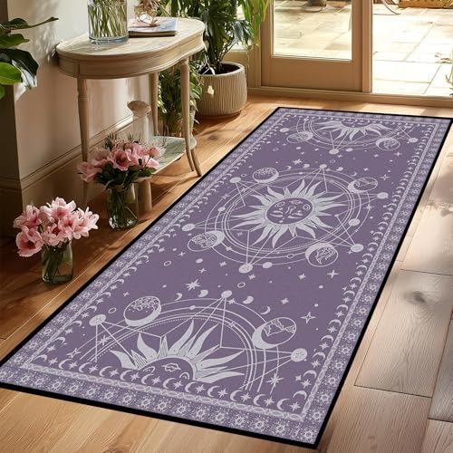 Sun and Moon Rug Celestial Boho Area Rugs for Bedroom Dorm Living Room Bohemian Occult Crescent Solar Stars Galaxy Floor Mat Pad Doormat Carpet,79" X 39",Rum Rum 3'3" x 6'7" (Rectangular)