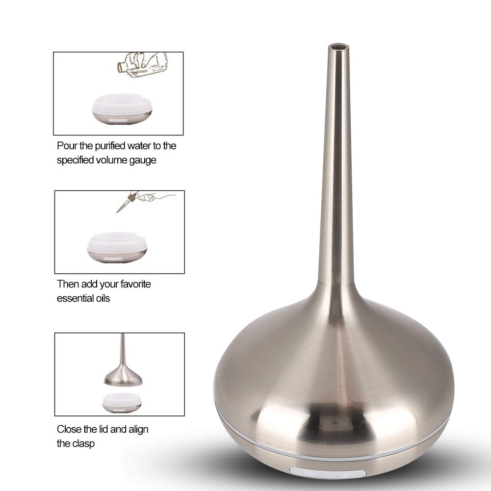 Humidificador Difusor De Aromaterapia Luz Nocturna Silenciosa Humidificador De Aire De Escritorio De Oficina Portátil para Dormitorio Plata 120 Ml