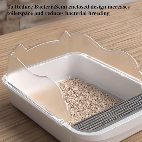 Caja de Arena para Gatos Abierta con Paredes Altas Anti Salpicaduras Gris Grande miniatura 5