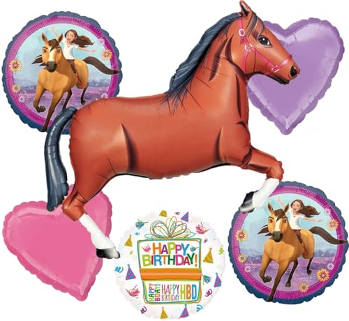 Spirit Horses Riding Free Birthday Party Supplies Brown Horse Balloon Bouquet Decorations
