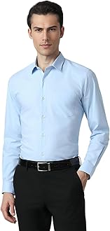 Peter EnglandMen's Everyday Solid Slim Fit Full Sleeve Formal Shirt | Cotton-Rich