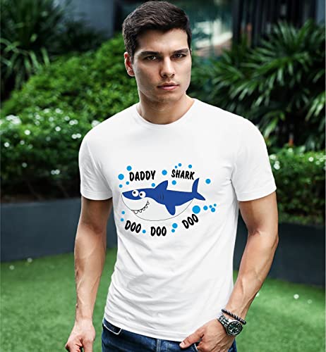 Image of Hangout Hub Men's Women's Boy's Girl's Round Neck T-shirt Shark Family Printed White Color -Family Tshirts