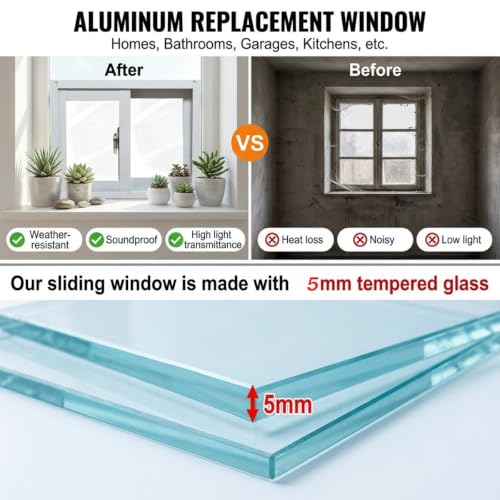 Ventana de sótano de aluminio con mosquitera para evitar humedad y plagas 4