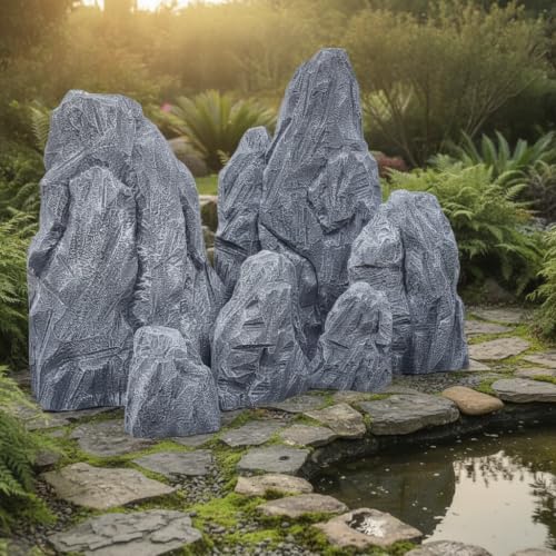 Roche artificielle 70-100cm décorée de mousse grise légère