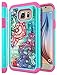 Galaxy S7 Active Case, S7 ACTIVE Case, Style4U Flower Studded Rhinestone Crystal Bling Hybrid Armor Case Cover for Samsung Galaxy S7 Active [Not For Galaxy S7] with 1 Style4U Stylus [Teal / Hot Pink]