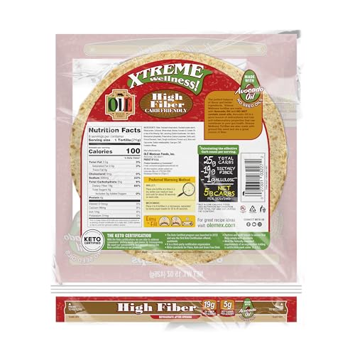 Olé Xtreme Wellness® High Fiber | 10" Size Flour Tortillas |Carb Friendly |Keto Certified | 15 oz.| 6 Count (Pack of 4)