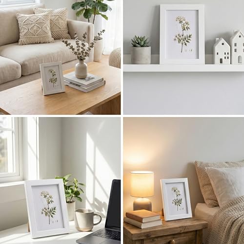 Image of Premium White 5x7 Inch Small Photo Frame | Table Top Display with Clear Plexiglass | Photo Frames for Table, Perfect for Home Decor, Wedding, Anniversary, Memories & Gifts