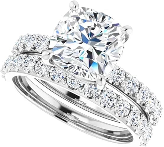 1-5 CT Cushion Moissanite Solitaire Engagement Ring for Women in 10K/14K/18K Solid Yellow Gold Handmade Diamond Alternative Proposal Ring, Classic Wedding Ring Set, Ring For Her