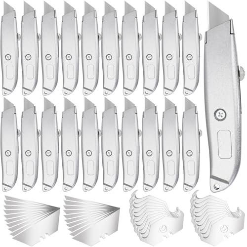 Lanties 20Pcs Box Cutter Bulk with 40 Replacement Blades Retractable