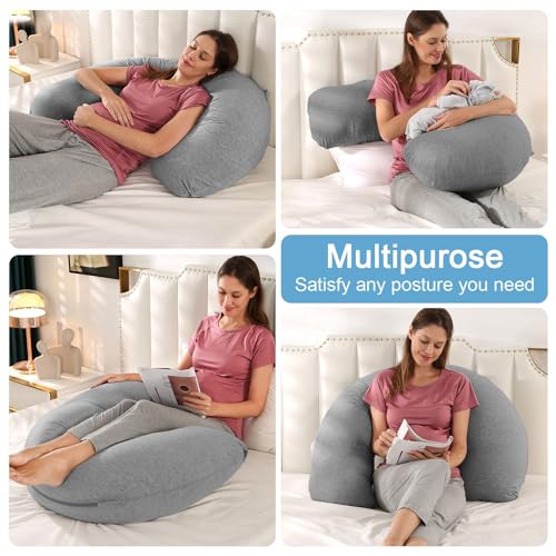 SHANNA Schwangerschaftskissen Seitenschläferkissen Stillkissen Fütternkissen mit Baumwolle Bezug,...