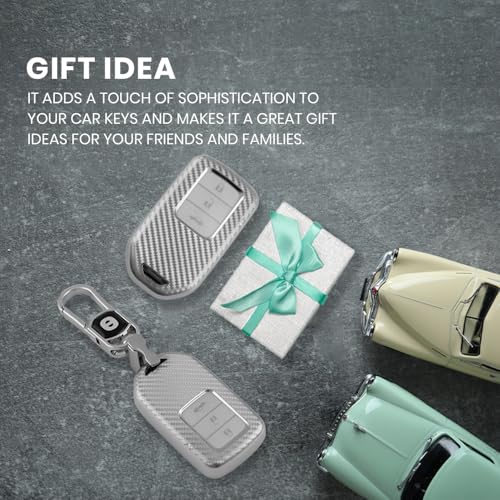 Image of keyzone Silverstar TPU Key Cover with Keychain Compatible for Honda Cars, Compatible with City, Elevate, Civic, Jazz, Brio, Amaze, CR-V, WR-V, BR-V, Mobilio 3 button smart key (Silver)