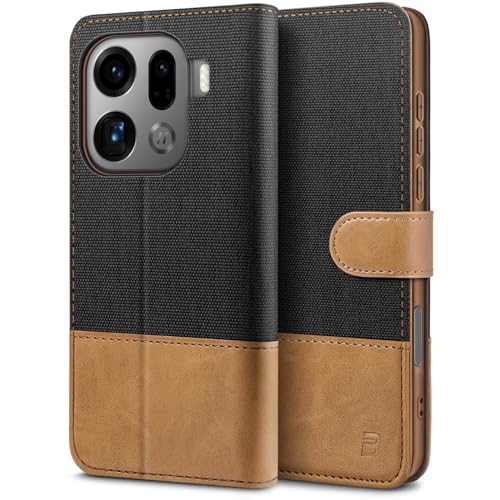 BEZ Handyhülle für Oppo Find X9 Pro Hülle, Tasche Kompatibel für Oppo Find X9 Pro, Schutzhüllen aus Klappetui mit Kreditkartenhaltern, Ständer, Magnetverschluss, Schwarz