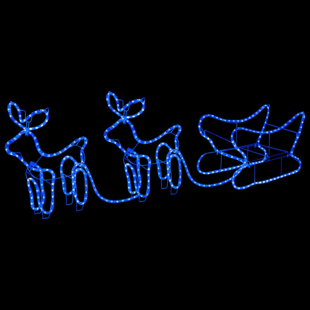 ACAGALA 576 LED Rentier mit Schlitten, 16 Meter Lichtschlauch, 2 STK Weihnachtsfigur Weihnachtsdekoration für außen und innen, Weihnachtsbeleuchtung Blau für Haus, Hof, Garten, Veranda